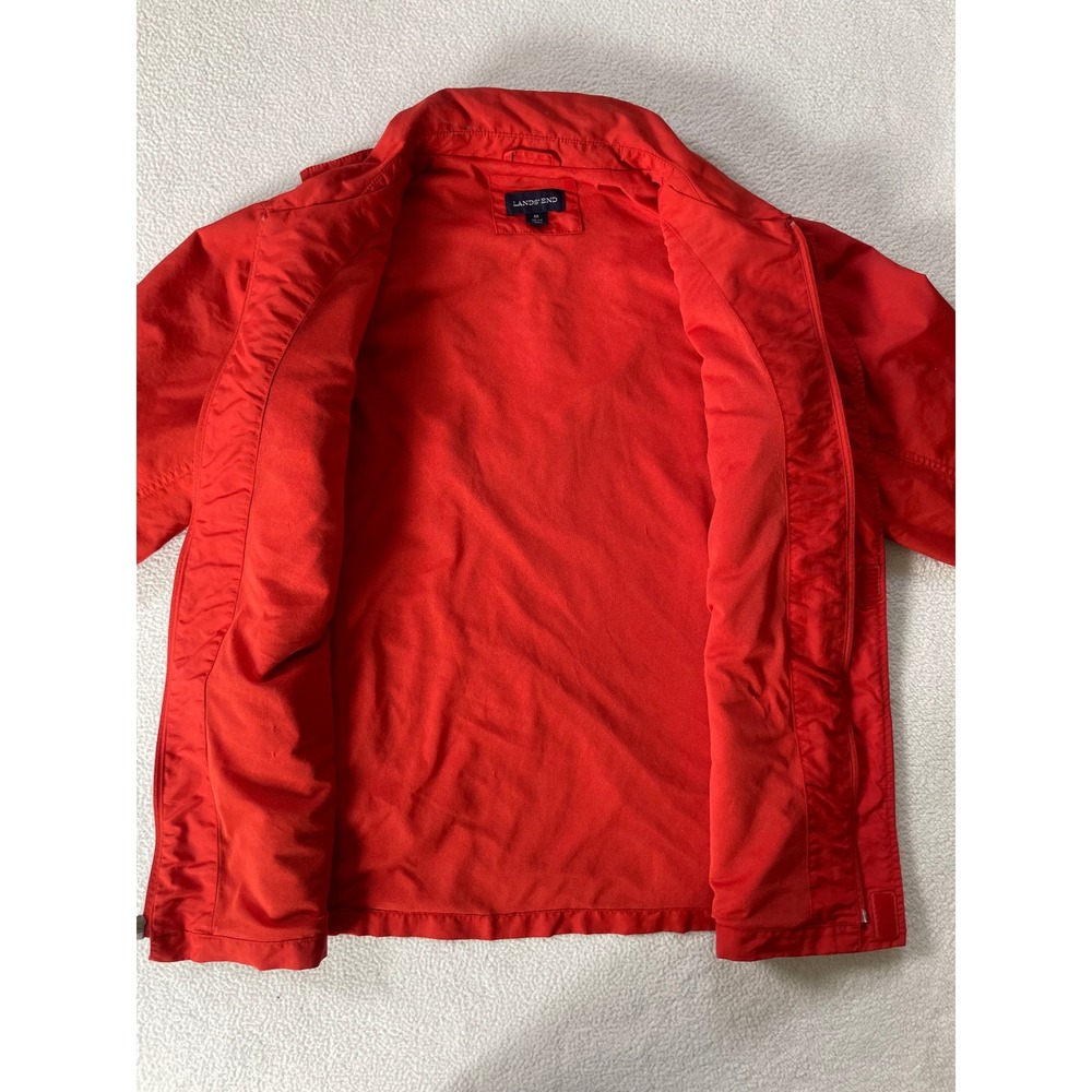 Lands' End Mens Medium Field Jacket Red Lightweight Nylon Utility Coat 435444 - Picture 7 of 16